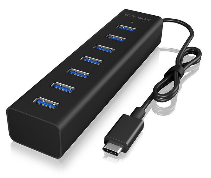 ICY BOX 7x USB 3.0, 1x USB-C 3.0, 0.4 m, DC 5V 3A, 125x30x20 mm - W126084038