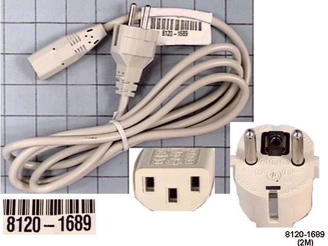 HP Power cord (Mint Gray) - 17 AWG, 2.0m (6.6ft) long - Has straight (F) receptacle (For 220V in Europe, Bangladesh, Indonesia, Pakistan, Burma, Sri Lanka, and Vietnam) - W126084692