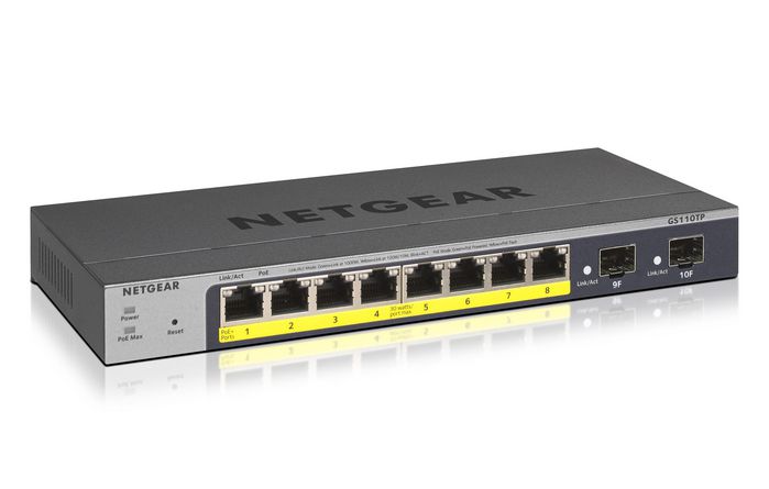 Netgear GS110TP 8-Port Gigabit PoE+ Ethernet Smart Managed Pro Switch with 2 SFP Ports and Cloud Management - W125878071