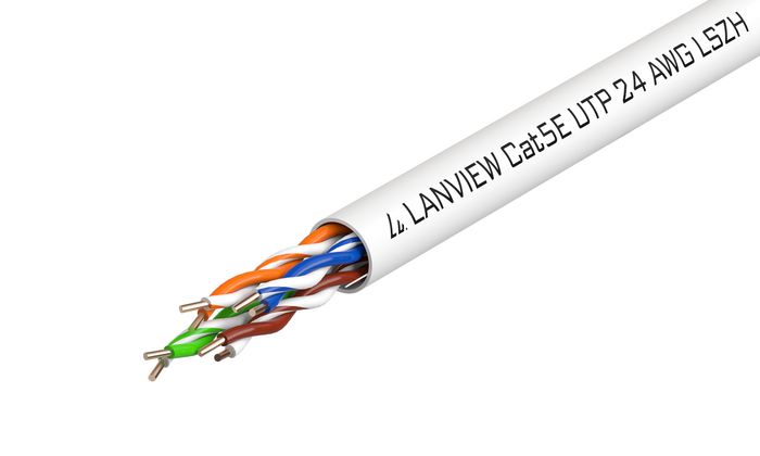 Lanview 305m Cat5e U-UTP cable 4x2xAWG24 LSZH white - W125941328