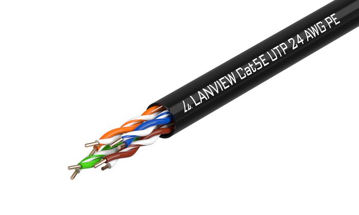 Lanview 500m Cat5e U-UTP cable 4x2xAWG24 PE black outdoor - W125941329