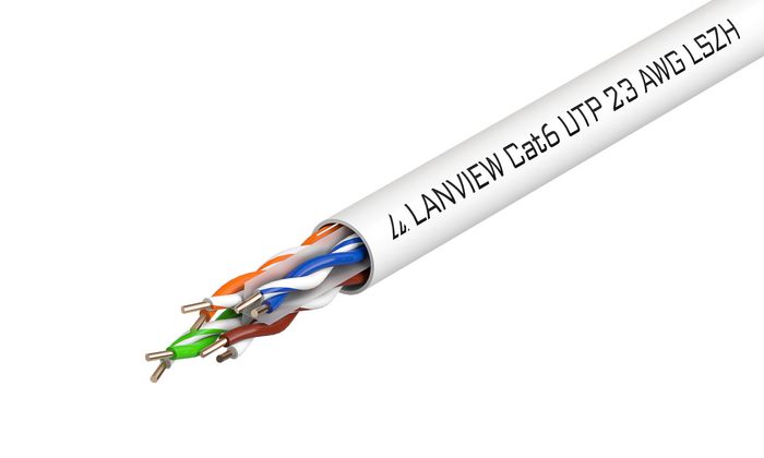 Lanview 500m Cat6 U-UTP cable 4x2xAWG23 LSZH white - W125941332