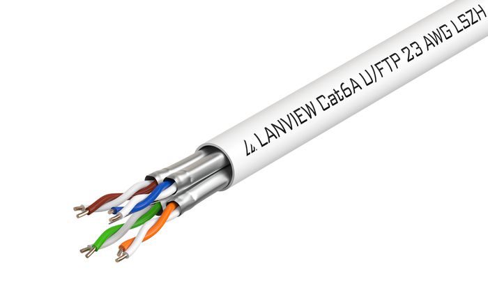 Lanview 500m Cat6a U-FTP cable 4x2xAWG23 LSZH white - W125941339