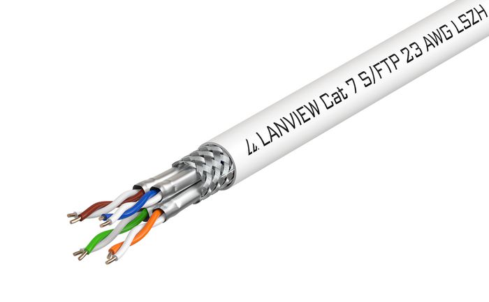 Lanview 500m Cat7 S-FTP cable 4x2xAWG23 LSZH white - W125941341