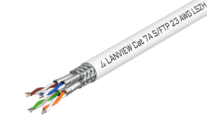 Lanview 500m Cat7a S-FTP cable 4x2xAWG23 LSZH white - W125941342