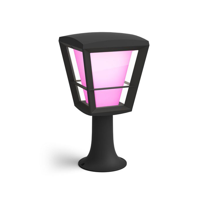 Philips by Signify Hue White and colour ambience Econic Outdoor Pedestal Light Integrated LED Millions of colours Black Smart control with Hue bridge* - W124838607
