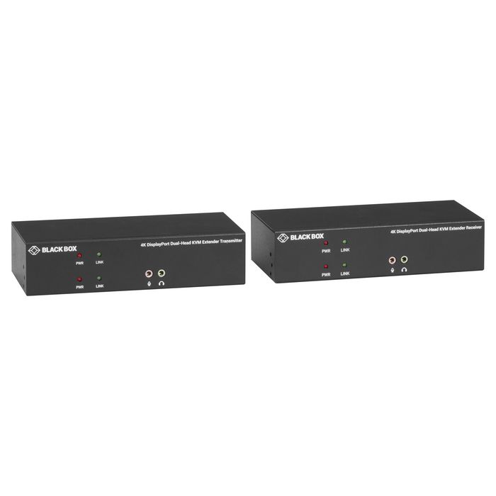 Black Box KVM EXTENDER OVER CATX 4K DUAL-HEAD DISPLAYPORT USB 2.0 extension KVM Émetteur et récepteur - W126104992