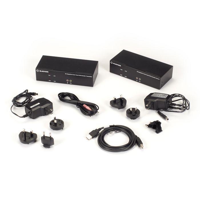 Black Box KVM EXTENDER OVER CATX 4K DUAL-HEAD DISPLAYPORT USB 2.0 extension KVM Émetteur et récepteur - W126104992