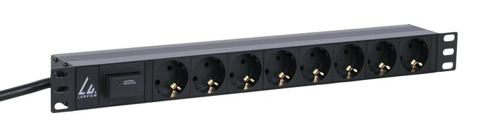 Lanview 19'' rack mount power strip, 16A with 8 x Schuko F outlets - W126918107