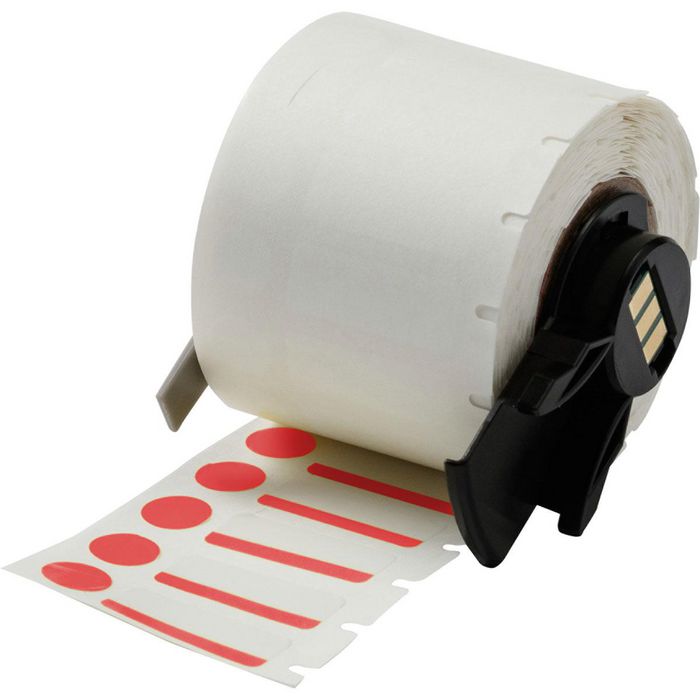 Brady M611 Color Polyester Vial and Tube Labels, 500 Labels, Gloss, Red/White - W126058316