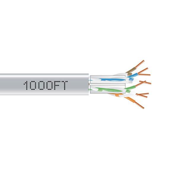 Black Box GigaTrue CAT6A Solid Bulk Cable (UTP), 23-AWG, Solid, 650-MHz, Plenum CMP, Gray, 1000-ft. (304.8-m) - W126114139