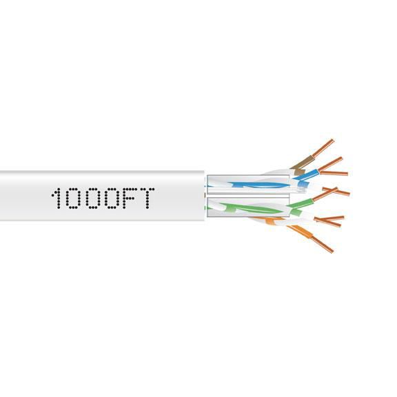 Black Box GigaTrue CAT6A Solid Bulk Cable (UTP), 23-AWG, Solid, 650-MHz, Plenum CMP, White, 1000-ft. (304.8-m) - W126114146