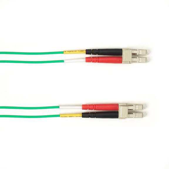 Black Box Duplex Fiber Optic Patch Cable, Multimode, 50 Micron, OM3, OFNP, Plenum, LCLC, Green, 15m - W126118529
