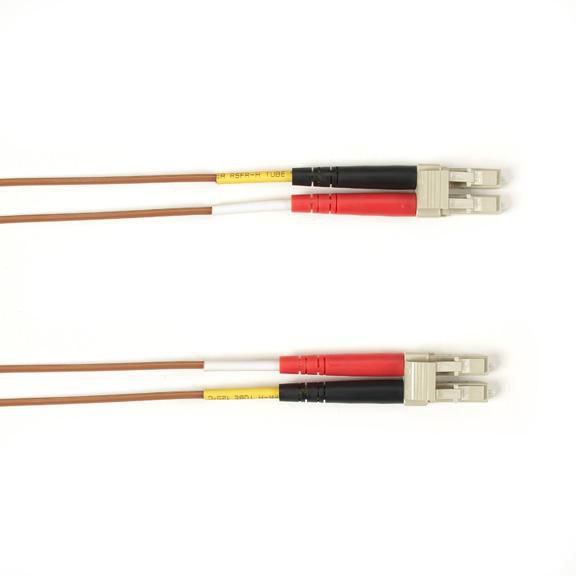 Black Box Duplex Fiber Optic Patch Cable, Multimode, 50 Micron, OM3, OFNP, Plenum, LCLC, Brown, 15m - W126118528