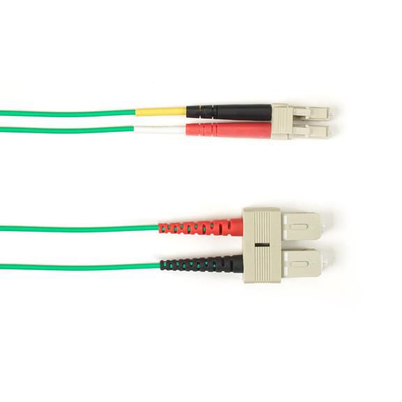 Black Box Colored Fiber OM1 62.5-Micron Multimode Fiber Optic Patch Cable - OFNP Plenum, SC-LC, Green, 1-m (3.2-ft.) - W126119774