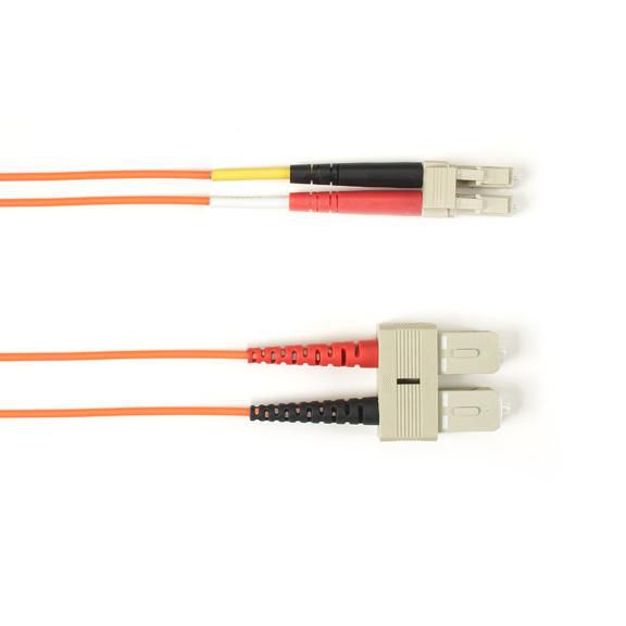 Black Box Colored Fiber OM2 50-Micron Multimode Fiber Optic Patch Cable - OFNR PVC, SC-LC, Orange, 7-m (23.0-ft.) - W126124037