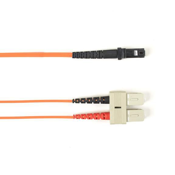 Black Box Duplex Fiber Optic Patch Cable, Multimode, 62.5 Micron, OM1, OFNR, PVC, SCMT, Orange, 1m - W126124558
