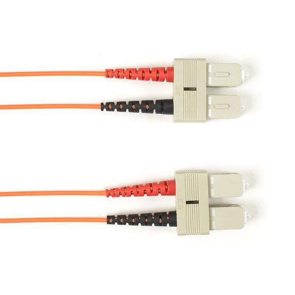 Black Box Duplex Fiber Optic Patch Cable, Multimode, 62.5 Micron, OM1, OFNR, PVC, SCSC, Orange, 6m - W126124959