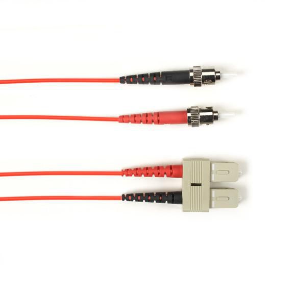 Black Box Duplex Fiber Optic Patch Cable - Multimode, 62.5 Micron, OM1, OFNR, PVC, STSC, Red, 6m - W126124985
