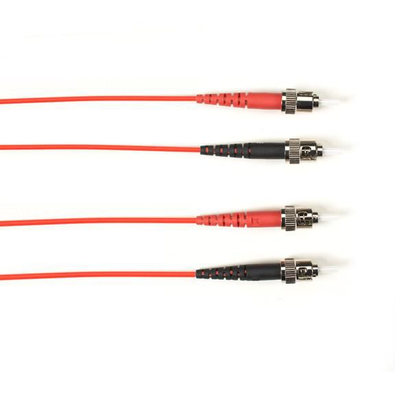 Black Box Duplex Fiber Optic Patch Cable, Multimode, 62.5 Micron, OM1, OFNR, PVC, STST, Red, 6m - W126124997
