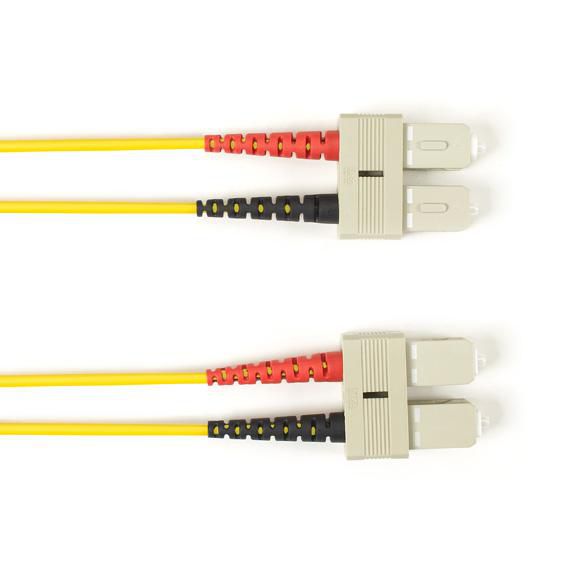 Black Box 15 Meter Duplex Fiber Optic Patch Cable, Multimode, 62.5 Micron, OM1, OFNR, PVC, SCSC, Yellow, 15M (49.2-ft.) - W126125269