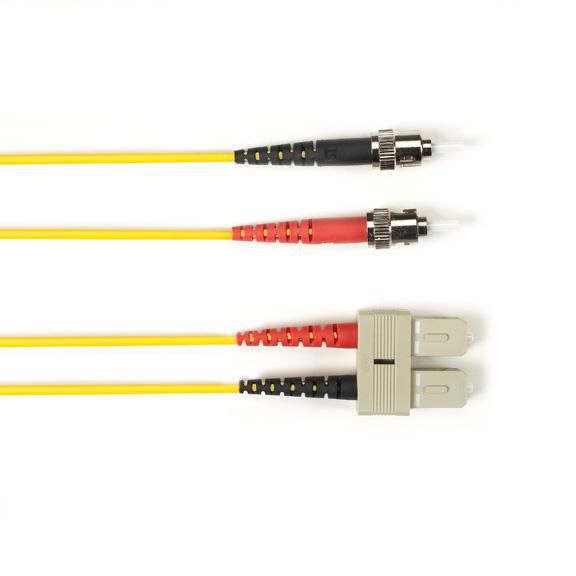 Black Box 5 Meter Duplex Fiber Optic Patch Cable, Single-mode, 9 Micron, OS2, OFNR, PVC, STSC, Yellow, 5M (16.4-ft.) - W126126820