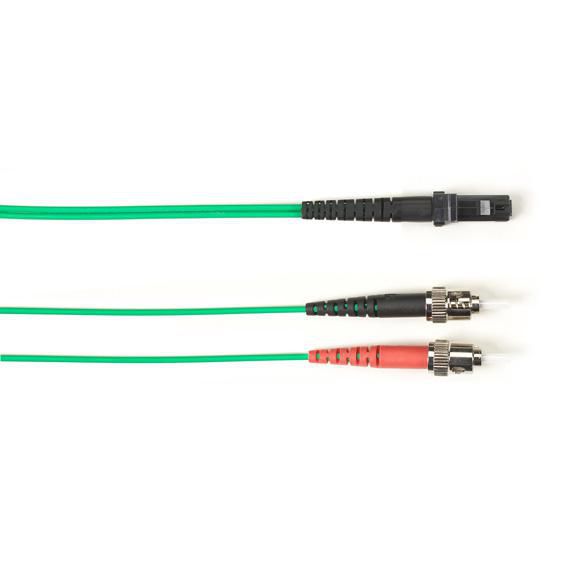 Black Box Colored Fiber OM1 62.5-Micron Multimode Fiber Optic Patch Cable - LSZH, ST-MTRJ, Green, 2m - W126129436