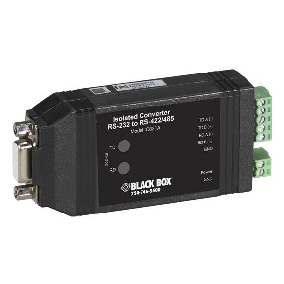 Black Box Universal RS-232 to RS-422/485 Converter with optional Opto-Isolation - W126132554