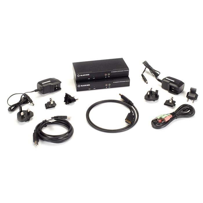 Black Box Extender KVM série KVX sur fibre optique - 4K, single head, DisplayPort, USB 2.0, série, SFP, audio, vidéo locale. - W126133245