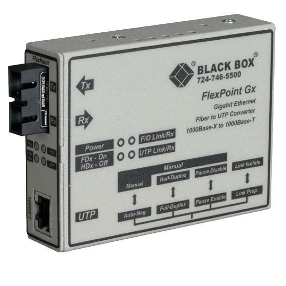Black Box FlexPoint Modular Media Converter, 1000BASE-T to 1000BASE-SX, 850-nm Multimode, 220 m, SC - W126134069