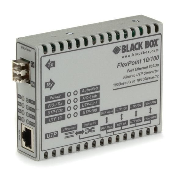 Black Box FlexPoint Modular Media Converter, 10BASE-T/100BASE-TX to 100BASE-FX, Multimode, LC - W126134080