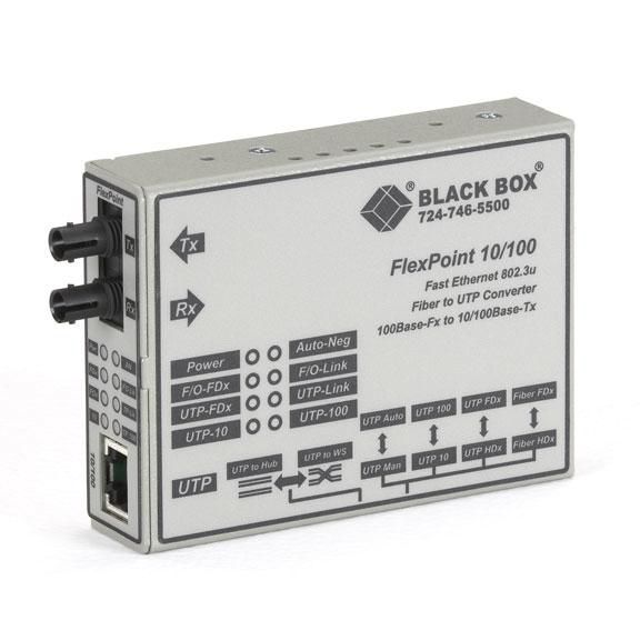 Black Box FlexPoint Modular Media Converter, 10BASE-T/100BASE-TX to 100BASE-FX, Multimode, ST - W126134083