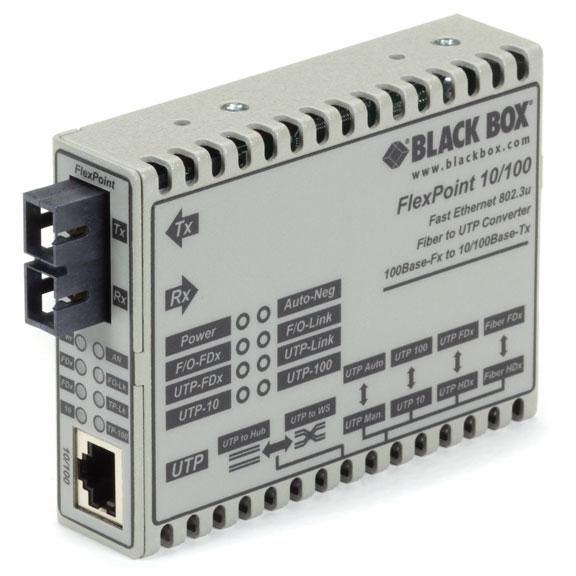 Black Box FlexPoint Modular Media Converter, 10BASE-T/100BASE-TX to 100BASE-FX, Multimode, SC - W126134084
