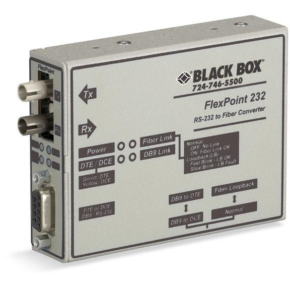 Black Box FlexPoint RS-232 to Fiber Converter, 850-nm Multimode, 2.5 km, ST - W126134525