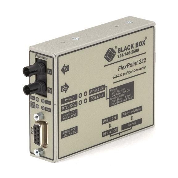 Black Box FlexPoint Modular Media Converter, RS-232 to Fiber, Single-Mode, 30 km, ST - W126134531