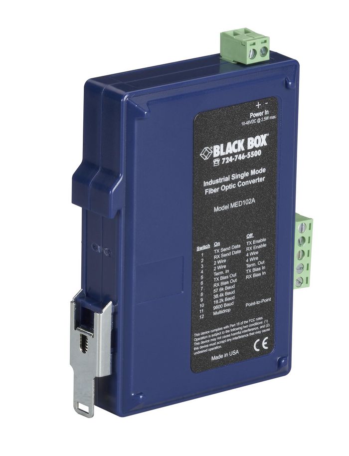 Black Box Convertisseur, répéteur et ampli fibre industriels pour rail DIN - W126134542