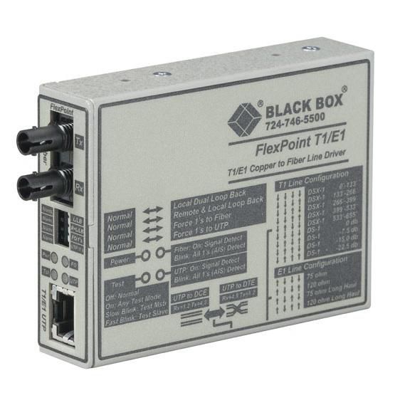 Black Box FlexPoint T1/E1 to Fiber Line Driver, Multimode, 5 km, ST - W126134559