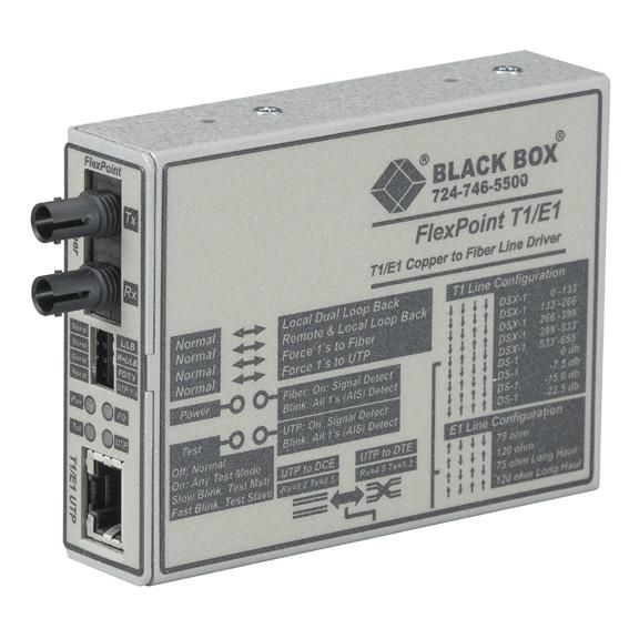 Black Box FlexPoint T1/E1 to Fiber Line Driver, Single-Mode, 28 km, ST - W126134563