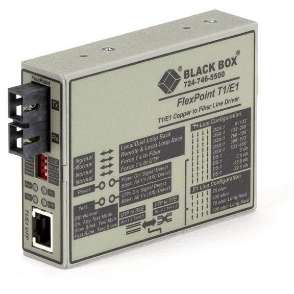 Black Box FlexPoint T1/E1 to Fiber Line Driver, Single-Mode, 28 km, SC - W126134573