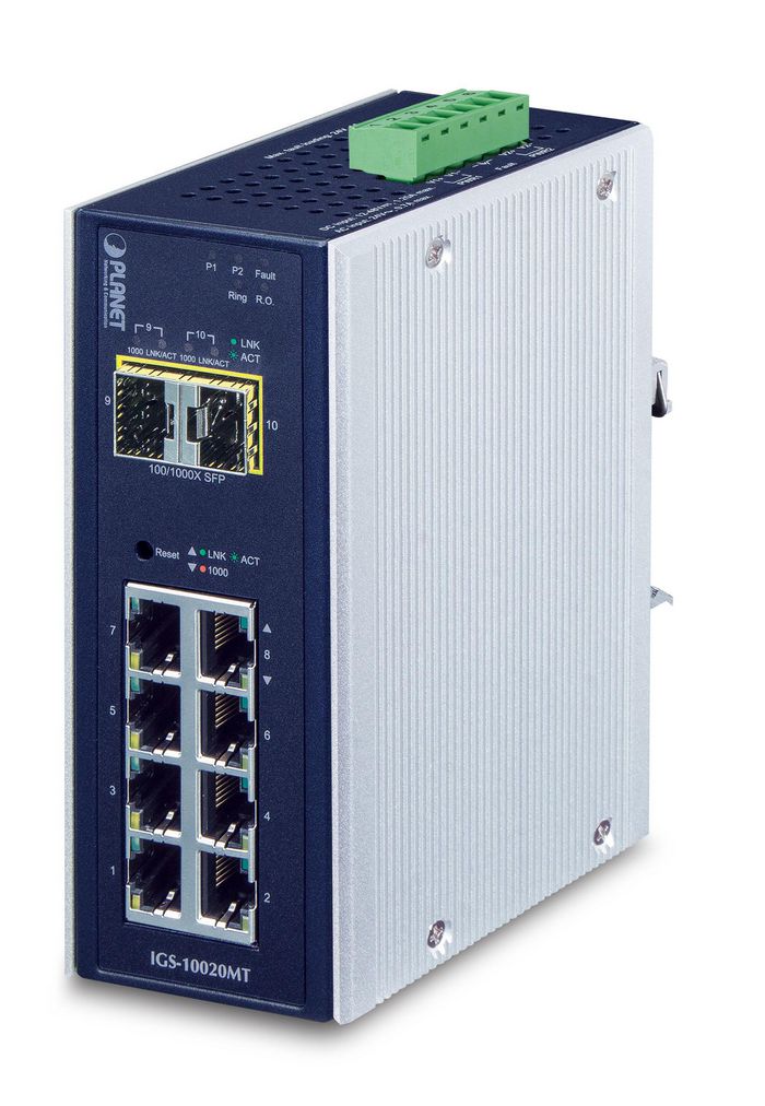 Planet Industrial 8-port 10/100/1000T + 2-port 1G/2.5G SFP Managed Gigabit Switch - W124590113