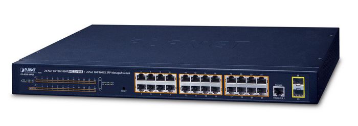 Planet 24-Port 10/100/1000T 802.3at PoE + 2-Port 100/1000X SFP Managed Switch - W124955579