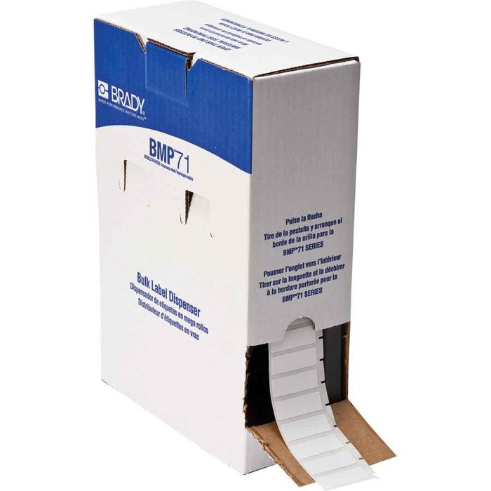 Brady 5000 Label(s) / Box, Vinyl, White, Repositionable Rubber, Semi-gloss, 12.7 x 38.1 mm - W126064676