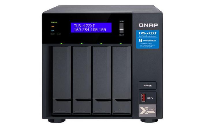 QNAP 4 x 3.5", Intel Pentium, 4 GB SODIMM DDR4, 5GB Flash, LAN, LCD, 250W, 100-240V, 188.2 × 199.3 × 279.6 mm, 5.4 kg - W124886209