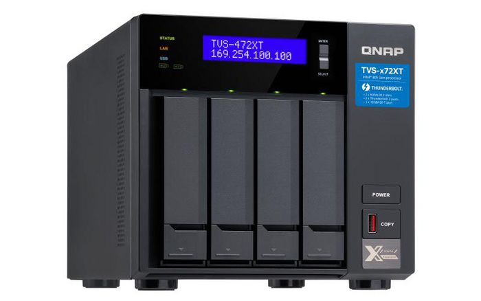 QNAP 4 x 3.5", Intel Pentium, 4 GB SODIMM DDR4, 5GB Flash, LAN, LCD, 250W, 100-240V, 188.2 × 199.3 × 279.6 mm, 5.4 kg - W124886209