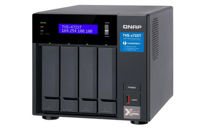 QNAP 4 x 3.5", Intel Pentium, 4 GB SODIMM DDR4, 5GB Flash, LAN, LCD, 250W, 100-240V, 188.2 x 199.3 x 279.6 mm, 5.4 kg - W124886209