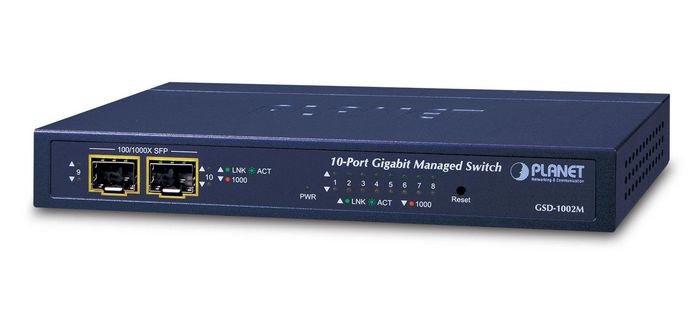 Planet 8-Port 10/100/1000Mbps + 2-Port 100/1000X SFP Managed Desktop Switch - W125185474