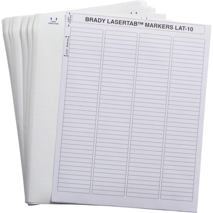 Brady LaserTab Series Polyester Labels, Permanent Acrylic , Rectangle - W126064218