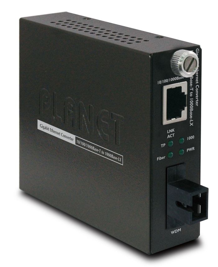 Planet 10/100/1000Base-T to 1000Base-LX(WDM) Smart Media Converter-TX:1310nm-15km - W125254947