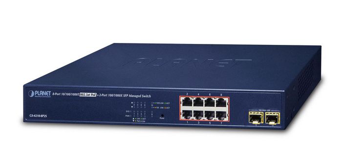 Planet 8-Port 10/100/1000T 802.3at PoE + 2-Port 100/1000X SFP Managed Switch - W124655527