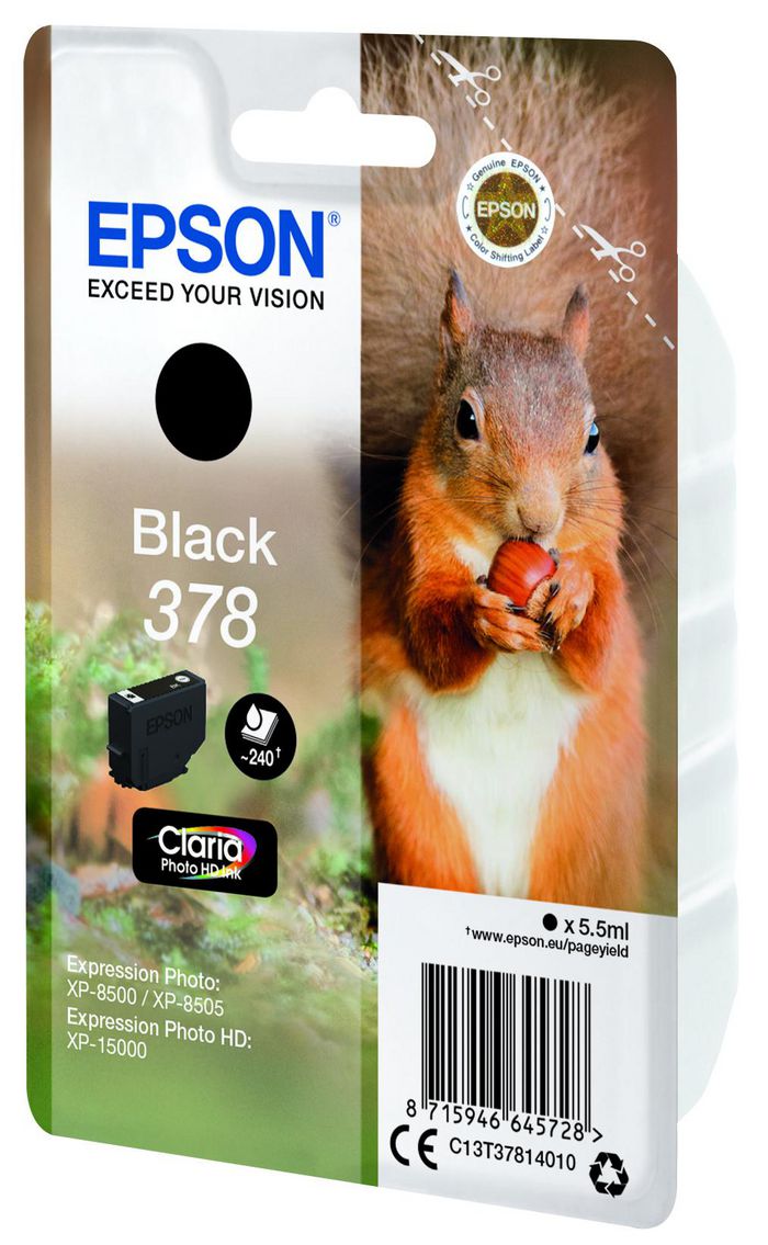Epson Singlepack Black 378 Claria Photo HD Ink - W125046535